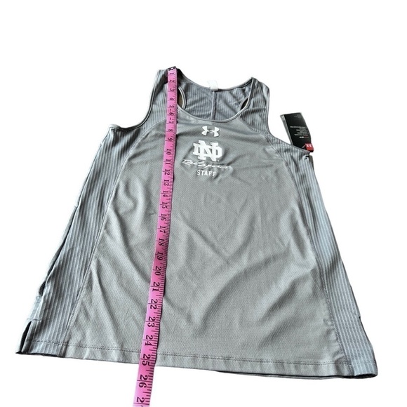 NWT Under Armour HeatGear Notre Dame Rec Sports Staff Grey Racerback Tank, XS - Picture 10 of 11